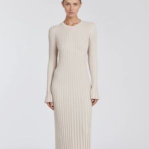 DISSH Cream Ribbed Midi Dress